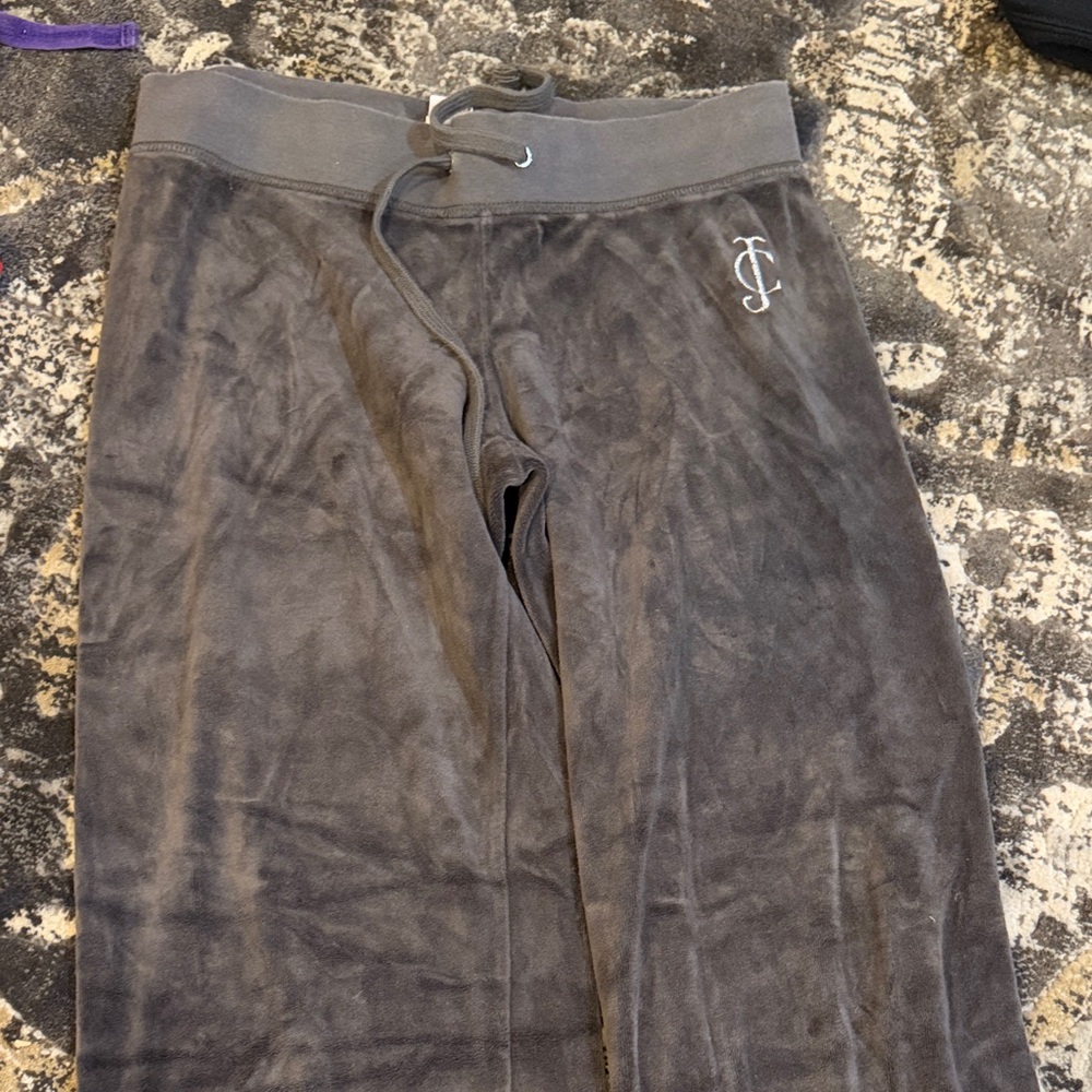 Juicy Couture Gray Velour Lounge Pants with JC Logo